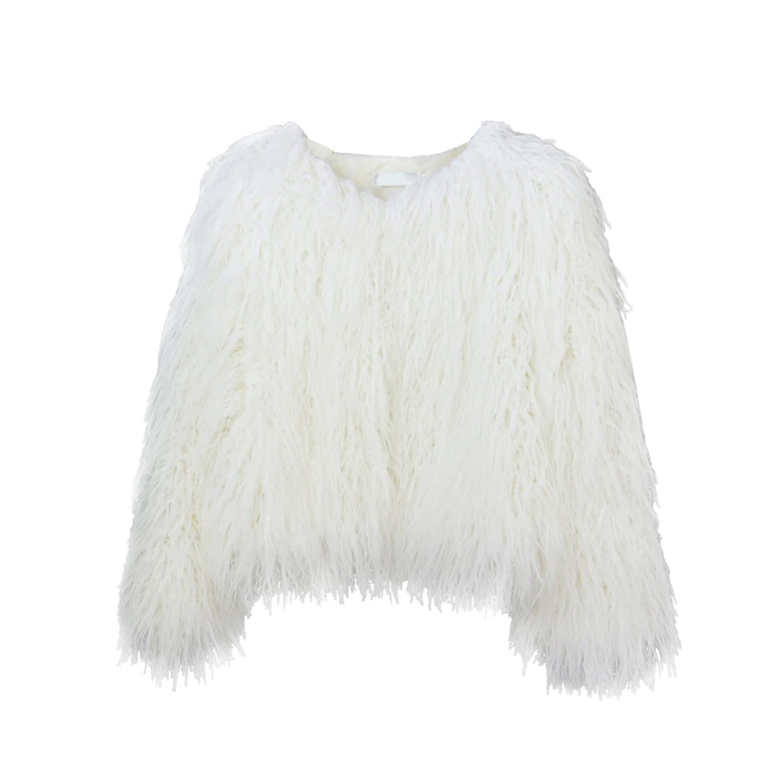Women’s Faux Fur Coat Open Front Fashion Cropped Faux Fur Jacket Fall Winter Sha