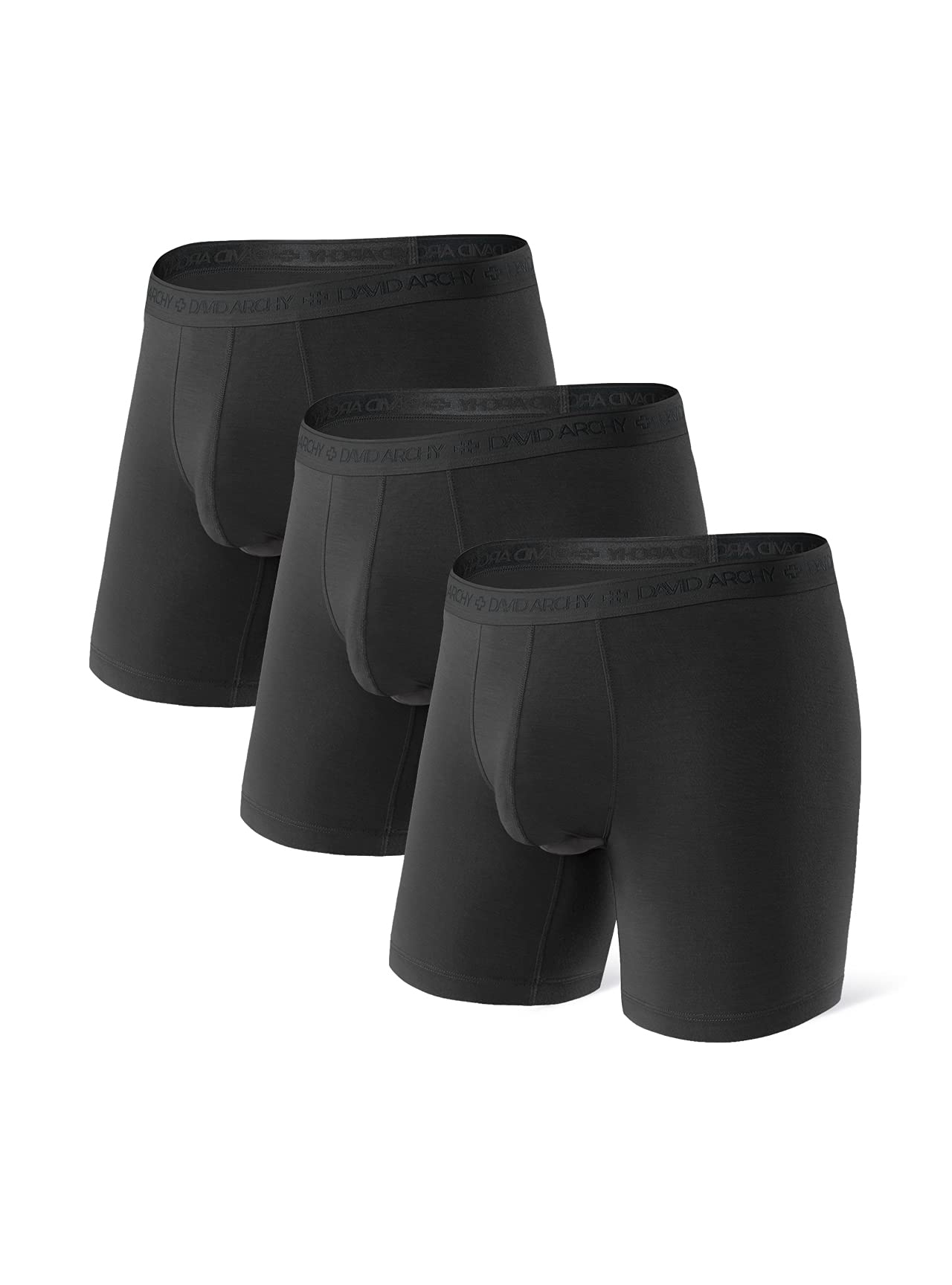 DAVID ARCHY Men's Boxer Shorts Modal with Fly Separate Pouch Microfibre Multipac