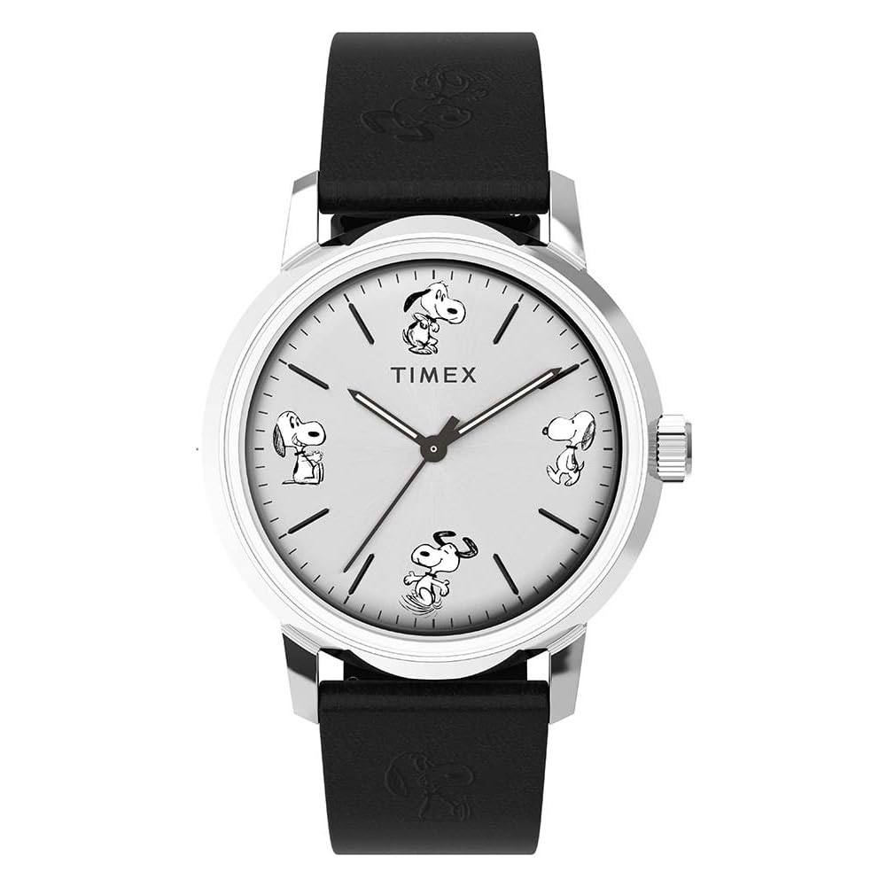 Timex Men's Peanuts Automatic 40 mm Watch - Black Leather Two-Piece Quick Releas