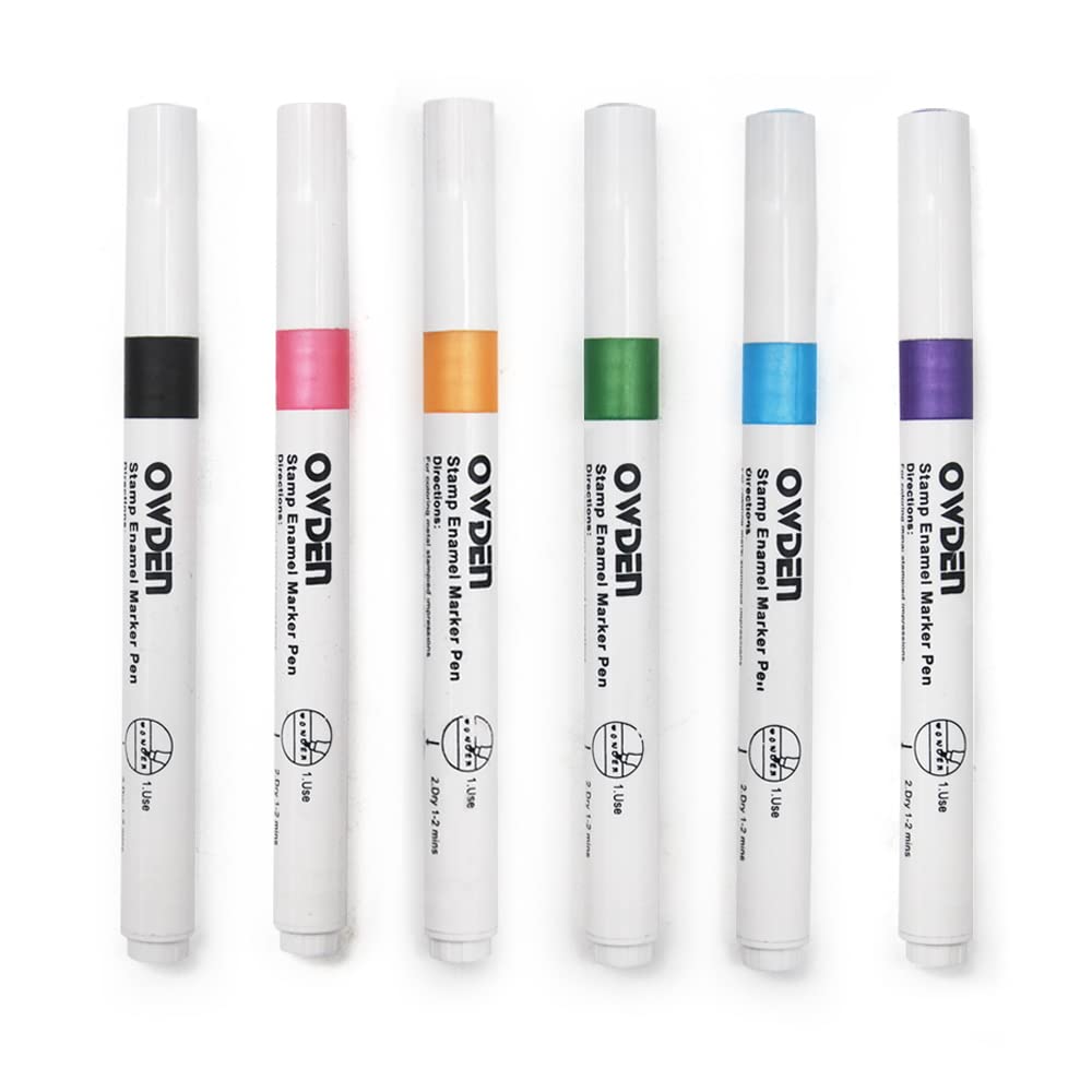 OWDEN 6 Colors Enamel Markers for Metal Stamps of Jewelry DIY. | 6 Colors: Black