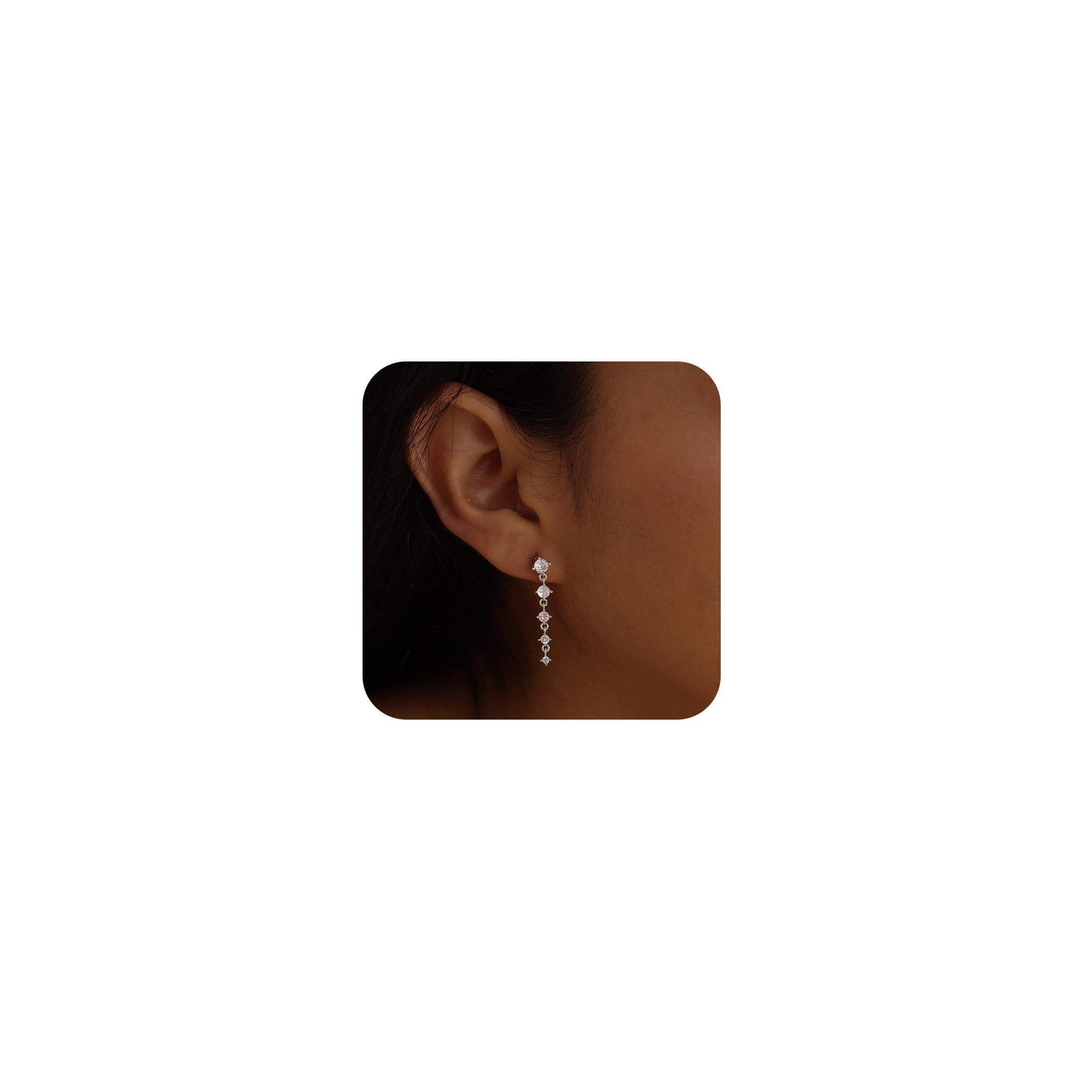 Silver Earrings for Women,Dainty Dangle Earrings Silver Plated Drop Earrings for