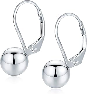 Charmsy 925 Sterling Silver Ball Earrings Classic Leverback Drop Dangle Earring For Women Teen
