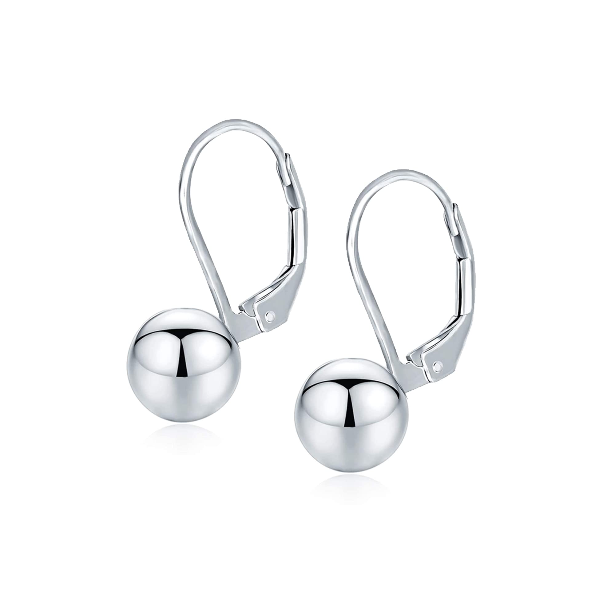 Charmsy 925 Sterling Silver Ball Earrings Classic Leverback Drop Dangle Earring 