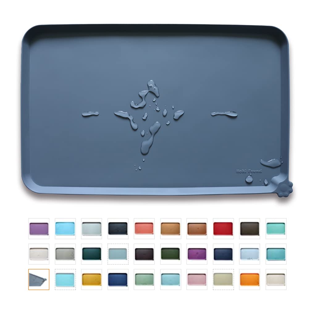 Hoki Found -Waterproof Pet Feeding Mats with High Lips - Multiple Size and Color