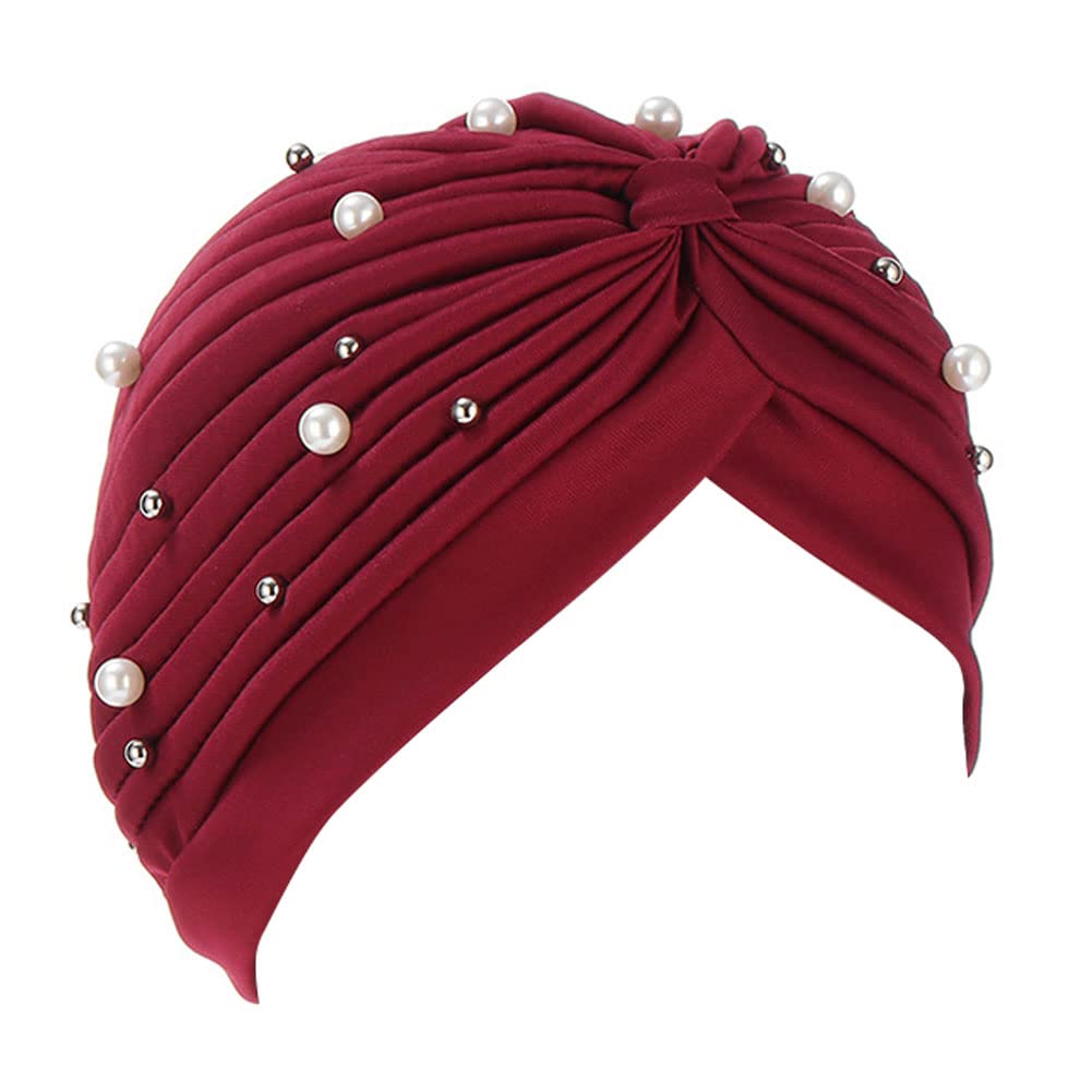 Turban Beanies for Women Beaded Pre Tied Knots Chemo Caps Cancer Headwear