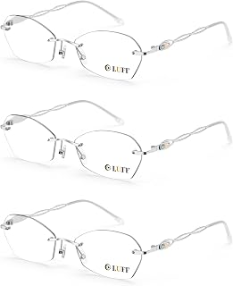 LUFF Rimless Reading Glasses for Women 3 Pack| Lightweight 16g Metal Frame
