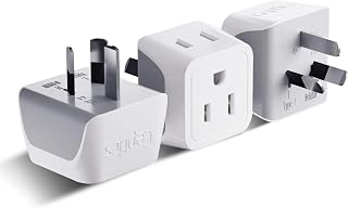 Ceptics Australia Plug Adapter, 2-in-1 Type I, Dual USA Input - 3 Pack | Ceptics Australia Power Plug Adapter, 2 in 1 Type, US to Australia, New Zealand plug Adapter with 2 USA Inputs, RoHS - 3 Pk