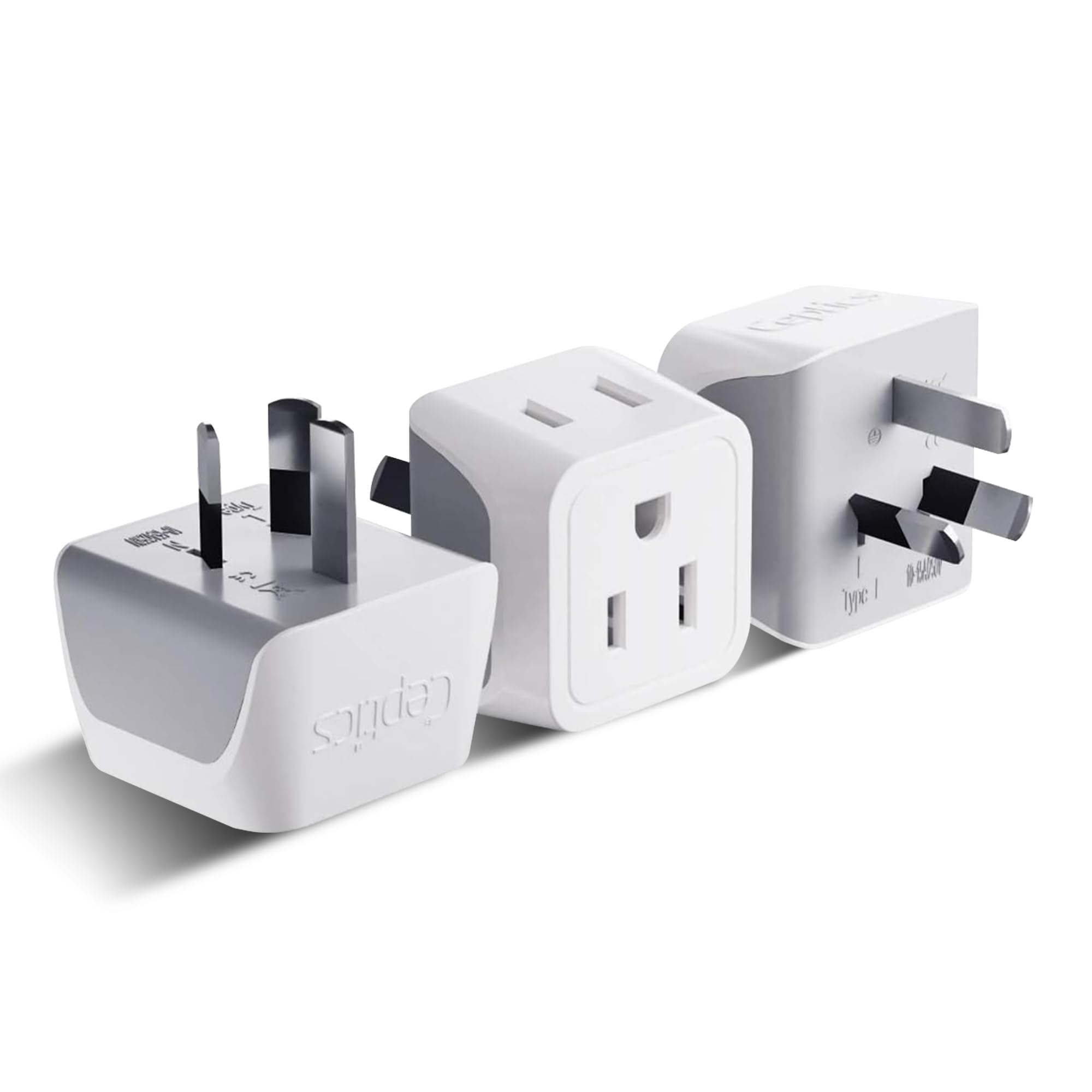 Ceptics Australia Plug Adapter, 2-in-1 Type I, Dual USA Input - 3 Pack | Ceptics