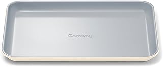 Caraway 9x13" Non-Stick Ceramic Small Baking Sheet | Non-Toxic, PTFE and PFOA Free, Oven Safe, Aluminized Steel Core, Mini Sheet Pan for Baking, Roasting and More, Cream