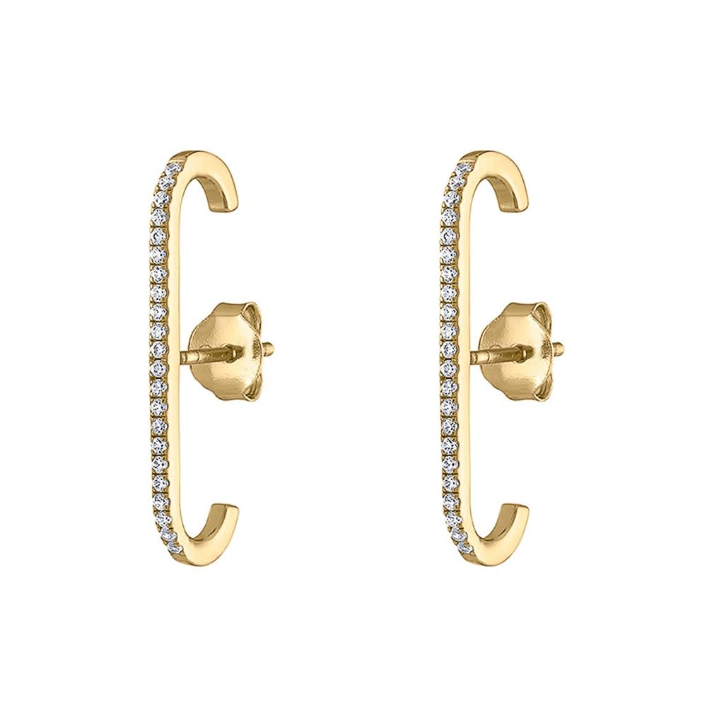 Simple Elegant Shiny Cubic Zirconia Geometric Stud Earrings for Women