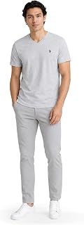 U.S. Polo Assn. Men's V-Neck Short Sleeve T-Shirt, Light Heather Gray, XXL