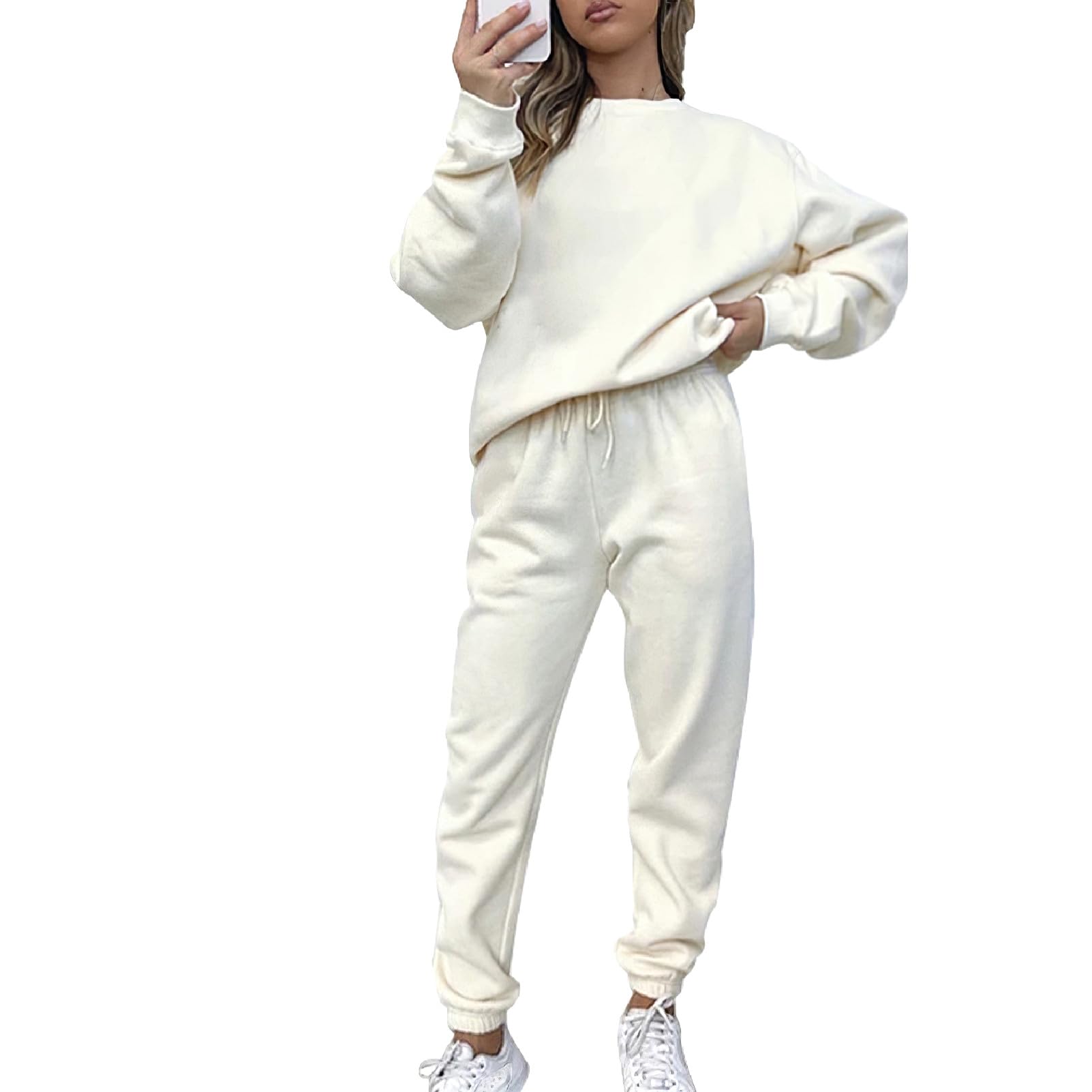 amropi Women's Fleece Lined Pullover Sweatshirt and Trousers Jogging Tracksuits