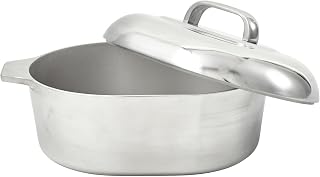 IMUSA 11 Inch Cajun Cast Aluminum Oval Roaster with Lid for Vegetables | Ideal for Roasting Meats and Stews
