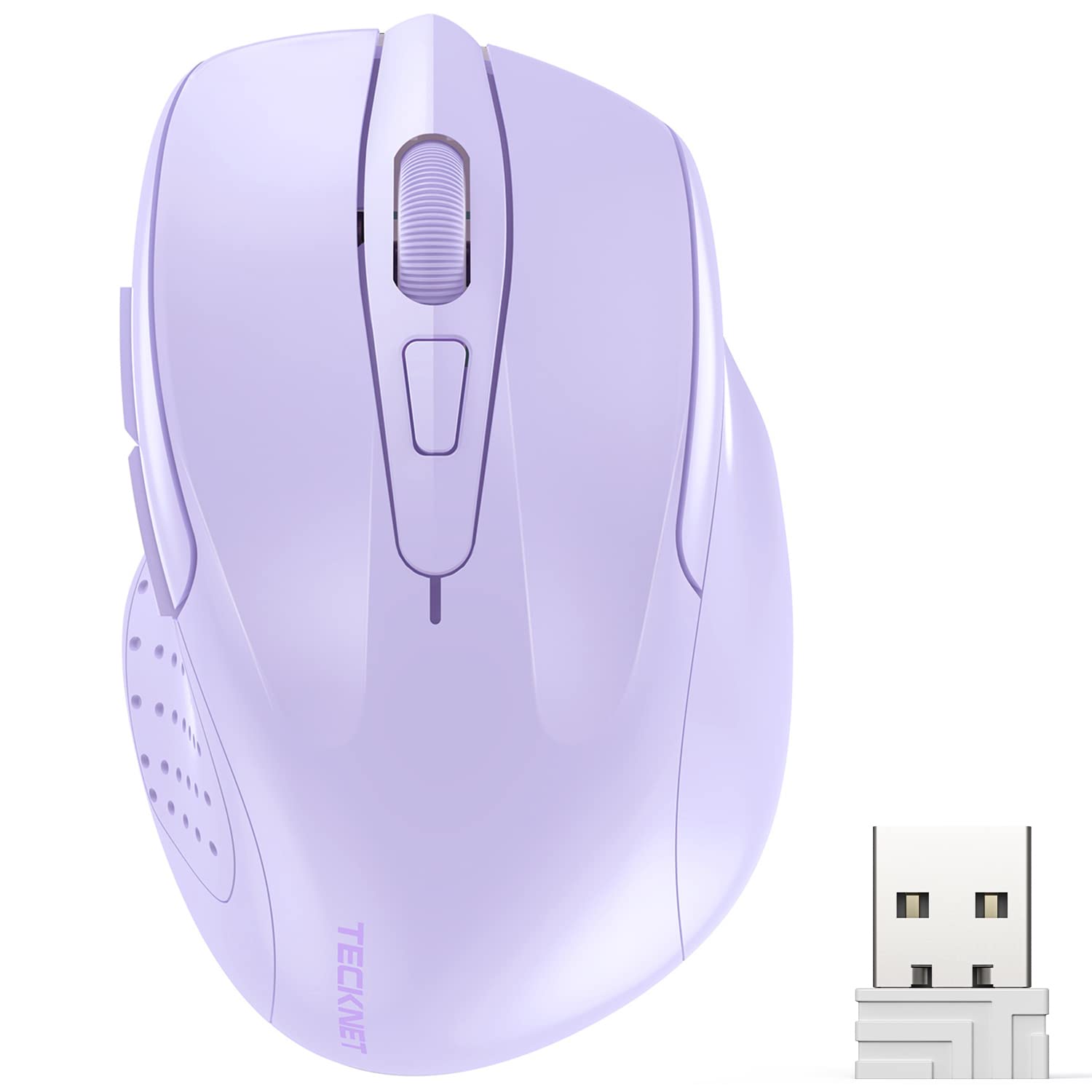TECKNET Wireless Mouse, 2.4G Ergonomic Computer Mouse, 2600 DPI, Lavender
