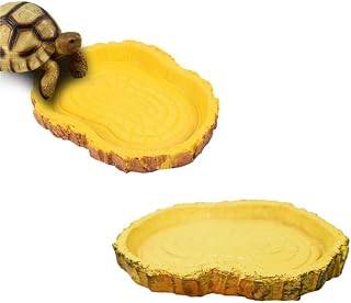 FUNNTY Two Food Feeding Bowls, Resin Reptile Bowls, Water Bowls, and Turtle Bowls. Lizard. Frog. Gecko. Snake. Chameleon