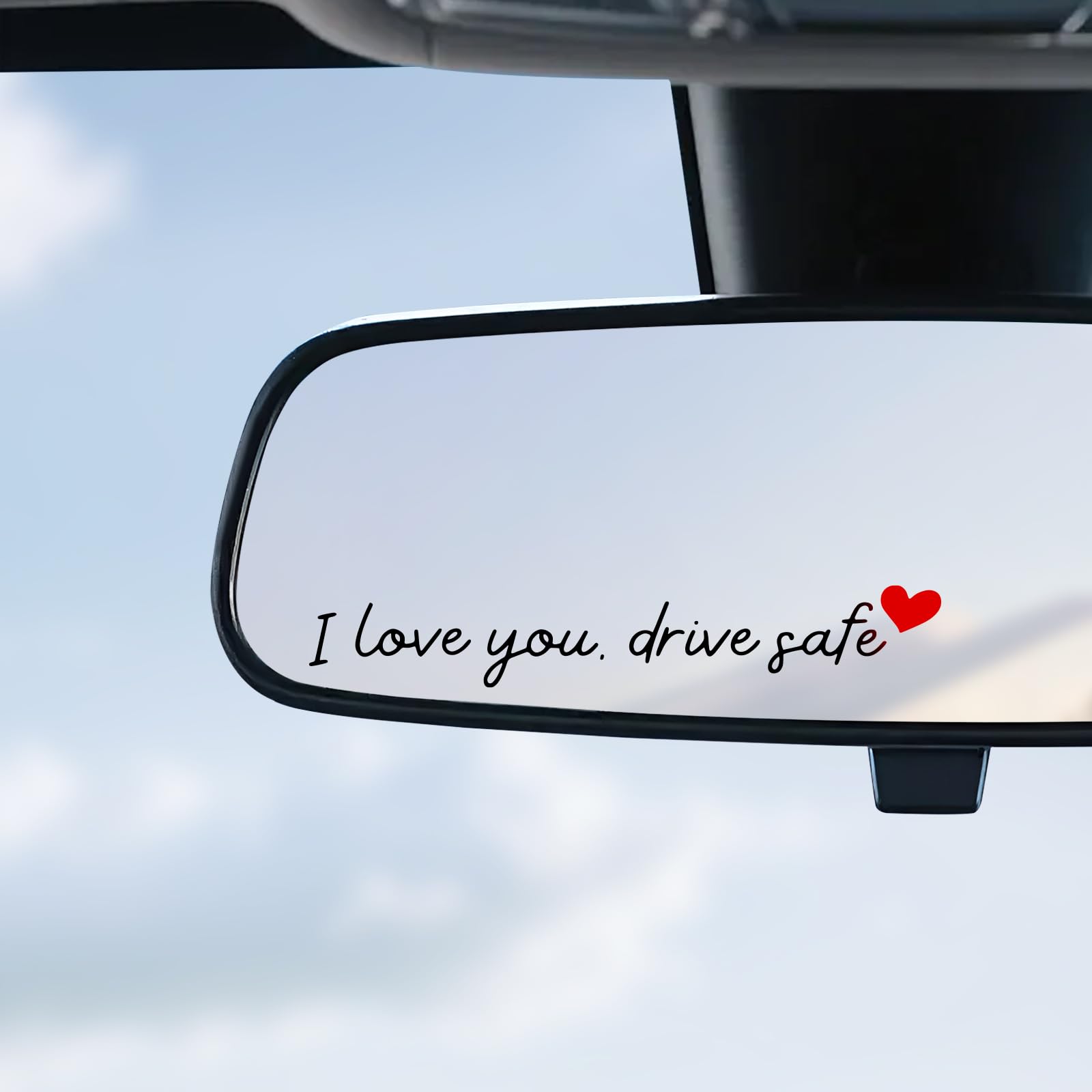 JUSTTOP 4PCS Car Decal,Decorative Rearview Mirror Sticker,I Love You Drive Safe 