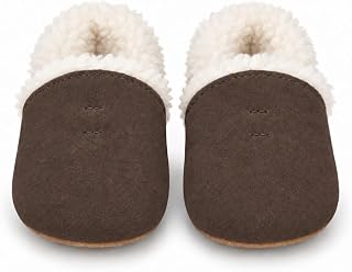 Dotty Fish Suede Baby & Kids Slippers - Barefoot, Fleece Lined, Non-Slip
