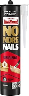 UniBond No More Nails Original, Construction Adhesive, White, 1 x 280 g | High-Strength Instant Grab Glue, Bonds Wood, Ceramic, Metal and More, No Nails Needed