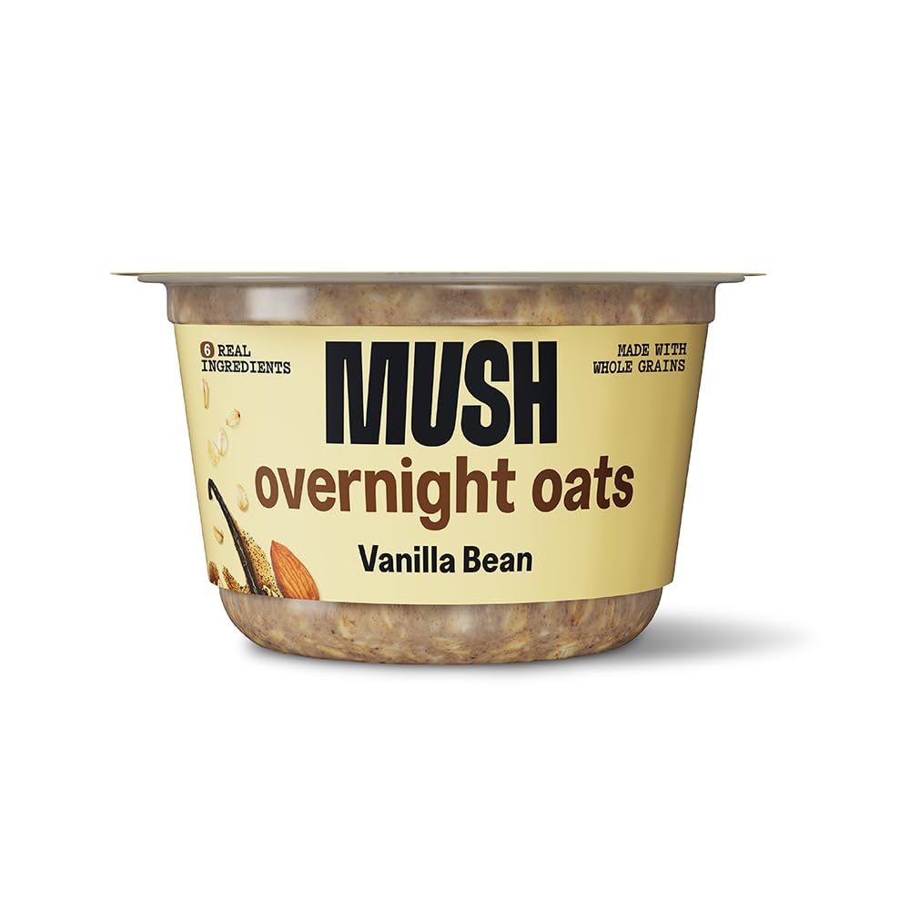 MUSH Overnight Oats - Vanilla Bean - Good Source of Fiber, Non-GMO, Dairy Free, 
