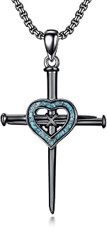 PROESS Cross Star Of David Necklace 925 Sterling Silver Cross Pendant Necklace For Women Men Religious Jewelry