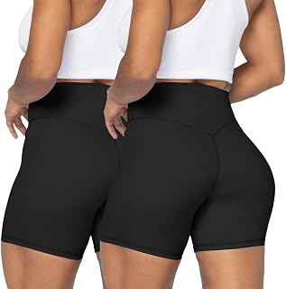Sunzel Women's High Waist Seamless Front Biker Shorts Squat Proof Yoga Workout Gym Bike Shorts (2 Pack)