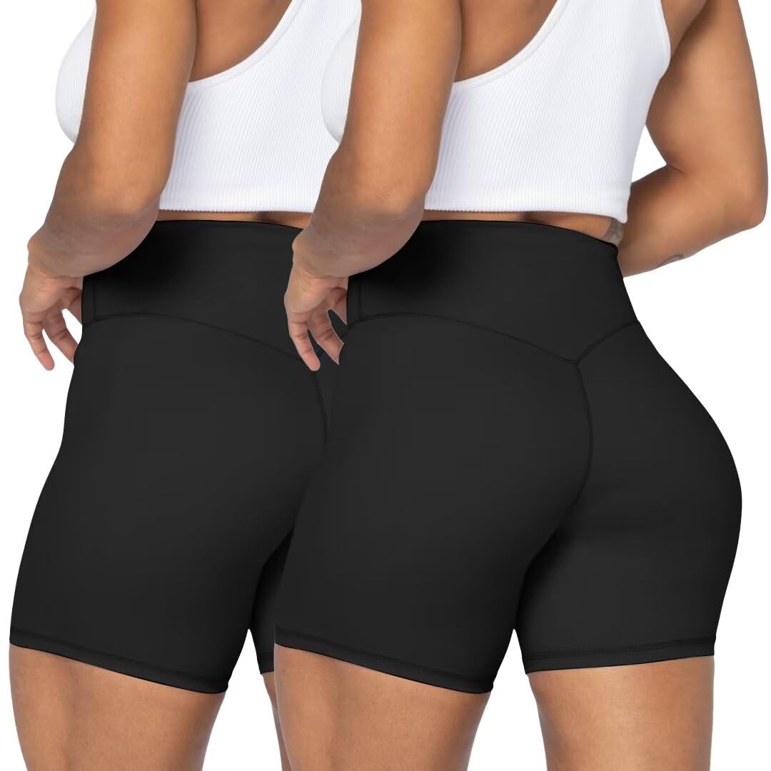 Sunzel Women's High Waist Seamless Front Biker Shorts Squat Proof Yoga Workout G