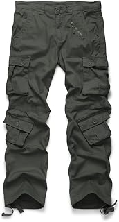 Aeslech Men's Cargo Work Combat Trousers, 8 Pockets Casual Military Outdoor Pants