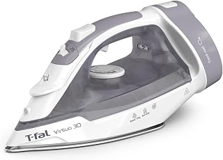 T-fal Virtuo Steam Iron for Clothes with Retractable Cord | Portable Iron and Steamer for Clothes, Ceramic Nonstick Soleplate, 1500 Watts, Anti-Drip, Auto-Off, Scratch Resistant, Grey