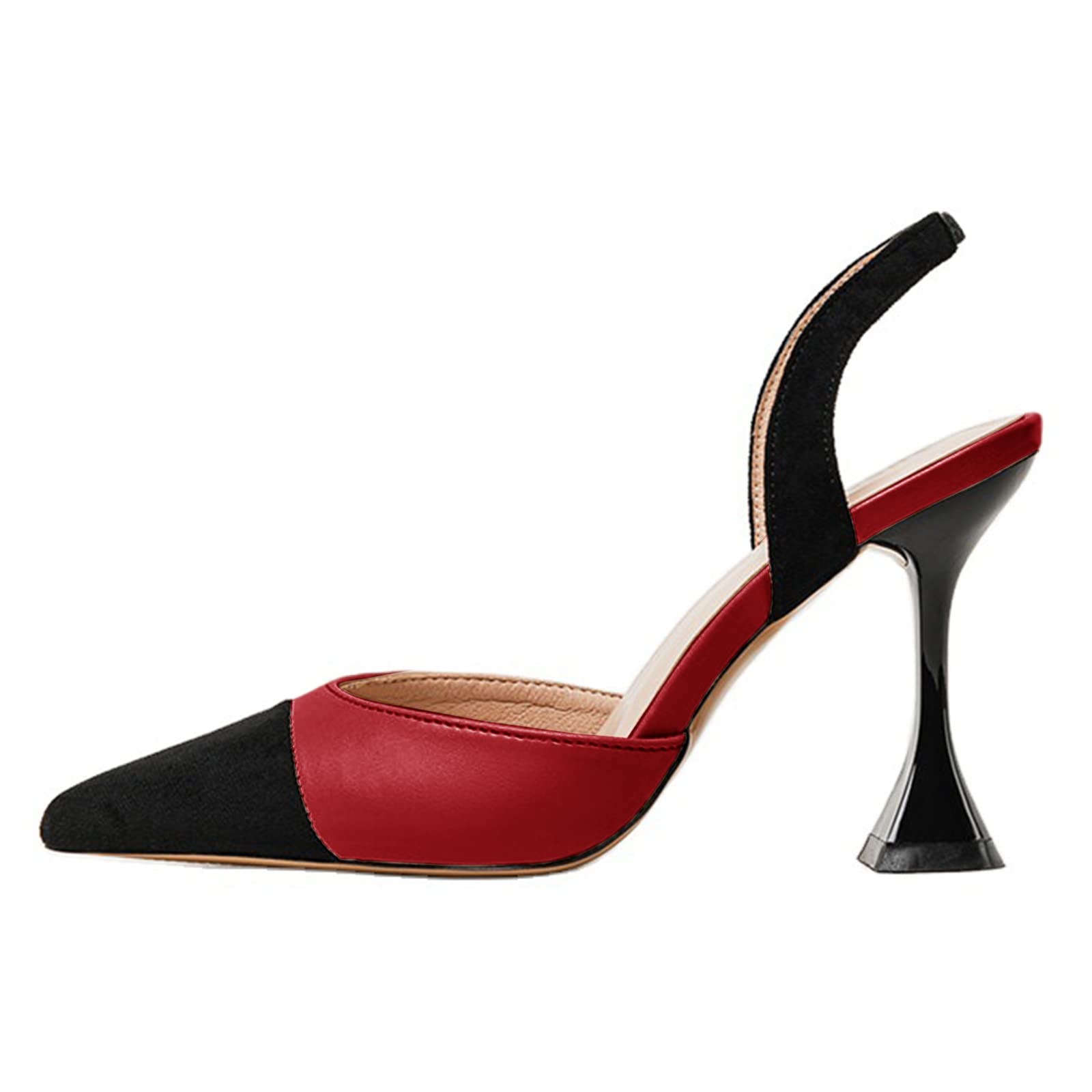 Coutgo Zapatos de fiesta para mujer, con puntera puntiaguda, sin cordones, tacon