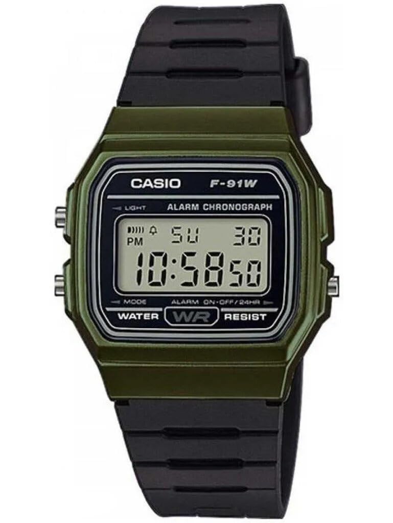 Casio F91W-1 Classic Resin Strap Digital Sport Watch, Green, Classic