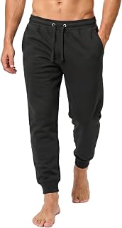 Iron Mountain Mens Joggers Fleece Tracksuit Bottoms, Black, L | Anti-Pill Fabric, Cotton Blend, Elastic Waist, Practical Pockets, Ribbed Cuffs, Stretchable, Workwear, Active & Casualwear