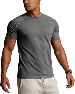 Men's Cotton Short Sleeve Raglan Crew Neck Gym Workout Athletic Tee