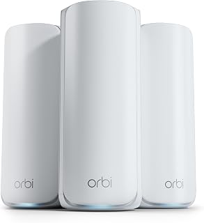 NETGEAR Orbi 770 Series WiFi 7 Mesh System, Up to 8,000 sq ft., 3 Pack | Up to 11 Gbps, 100 Devices, Easy Set Up, Tri-Band, Security Features, 2.5 Gig Port, Router + 2 Satellite Extenders, RBE773