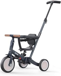 newyoo TR008 5-in-1 Tricycle for Toddlers 1-3, Toddler Bike, Birthday Gift | Toddler Trike with Safety Bar and Parent Push Handle Converts to Balance Bike, Fun Outdoor Toy for Boys and Girls, Dark Grey