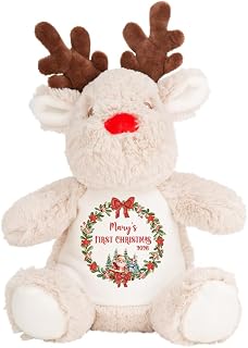 Crafted Memories - Personalised Christmas Wreath Teddy | Customisable Soft Toy for Boys & Girls | My 1st Christmas Bauble | CE Certified Safety | Suitable for Baby's 1st Xmas, Christenings
