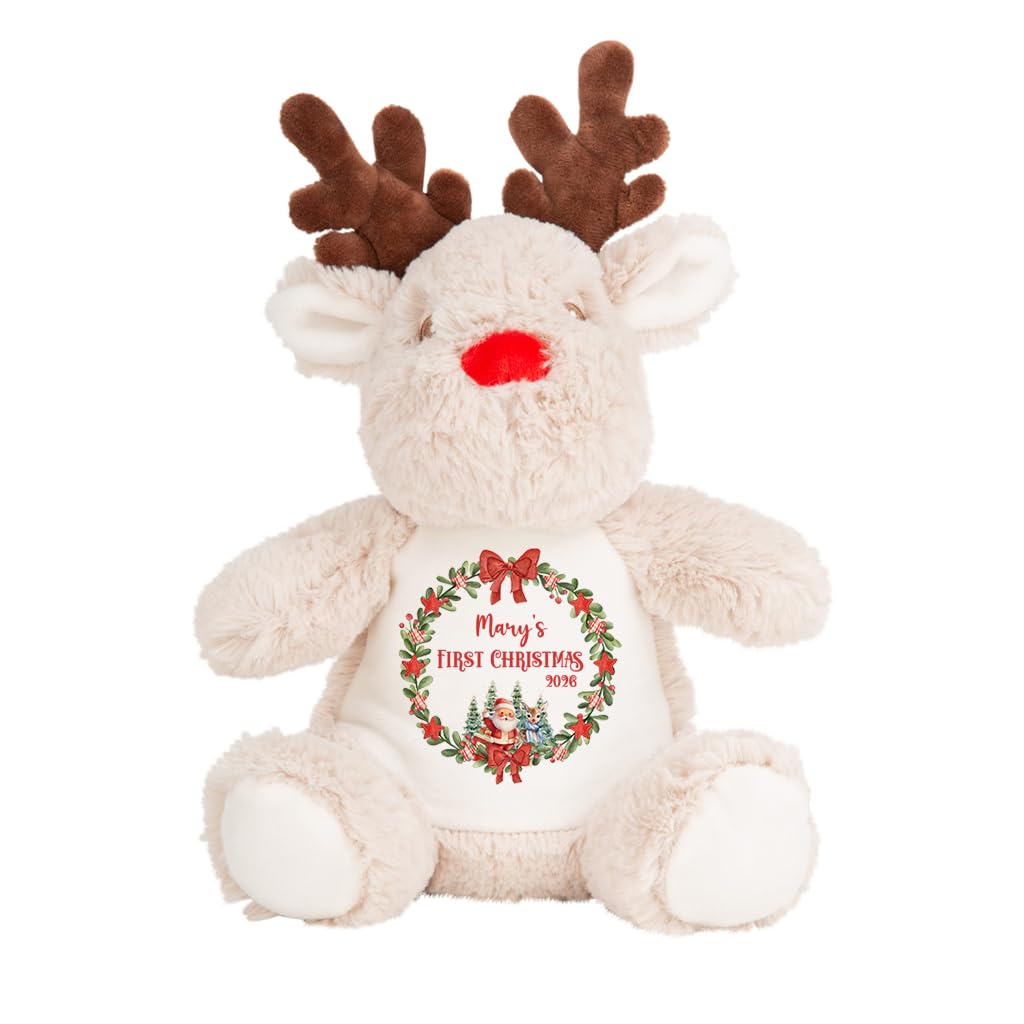 Crafted Memories - Personalised Christmas Wreath Teddy | Customisable Soft Toy f