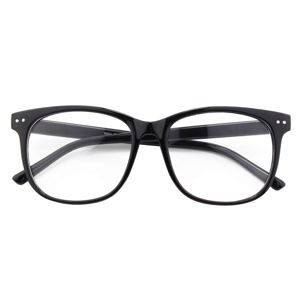 GQUEEN Fake Non-Prescription Glasses Clear Lens Women Men Oversized Frame | Ligh