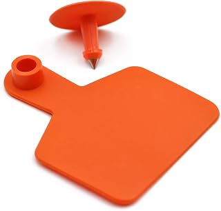 ZHEQOGZH Blank Cattle Ear Tags for Cows Hogs Sheep Livestock, 100 Pieces | Cow Ear tags for Cattle Pigs Goats, Weather-resistant Material (Orange)