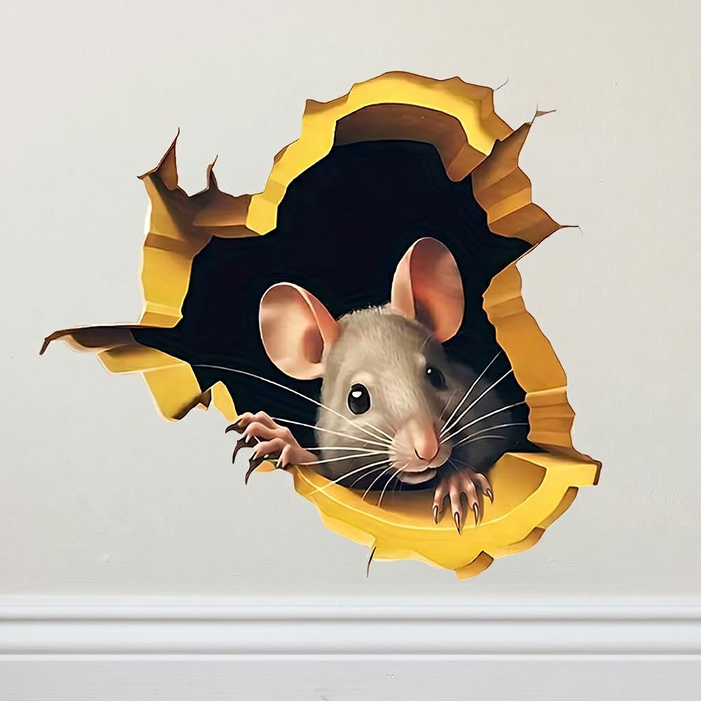 1 x Cute Creative Mouse Hole Wall Sticker for Home Kitchen Dining Room Baseboard