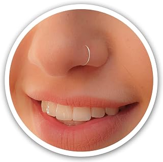 Silver Fake Nose Ring - Tiny Thin 24 Gauge Faux Nose Piercing For Women - 925 Sterling Silver Clip On Nose Hoops Jewelry - Comfortable Smooth Fake Nose Rings - No Piercing Needed - Gift Ready