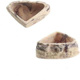2 Pack Reptile Food and Water Dish Corner Bowl Rock Worm Feeder for Leopard Gecko Lizard Spider Scorpion Chameleon (B)