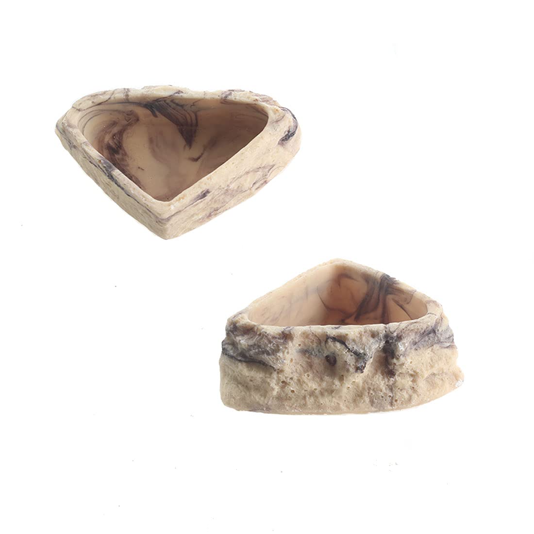 2 Pack Reptile Food and Water Dish Corner Bowl Rock Worm Feeder for Leopard Geck