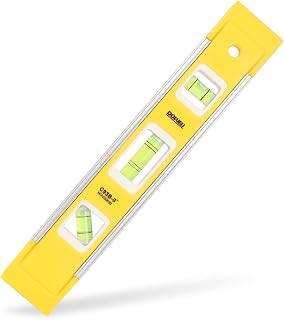 DOWELL 9 Inch Magnetic Spirit Level, Leveler Tool, 1-Pack, Yellow | 9-inch magnetic torpedo level, 3 bubbles (45°/90°/180°), strong magnetic edge, durable aluminum frame, easy to carry