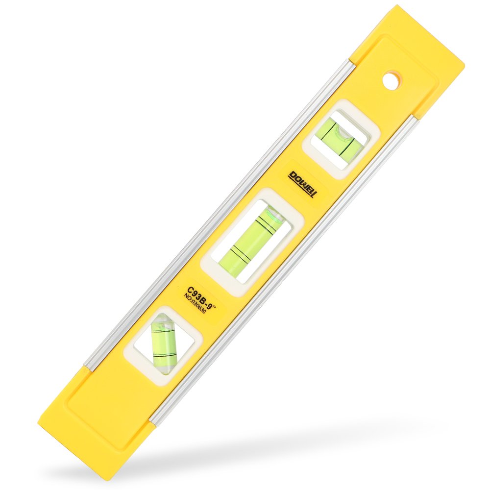 DOWELL 9 Inch Magnetic Spirit Level, Leveler Tool, 1-Pack, Yellow | 9-inch magne