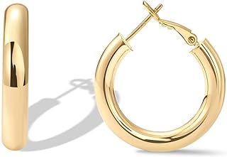 PAVOI Chunky Gold Hoop Earrings for Women, 14K Gold Plated Huggies