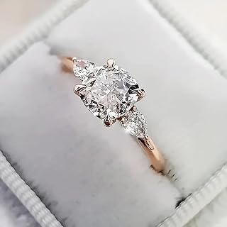 Anillos de circonita cúbica en forma de cojín para mujer, diseño de moda