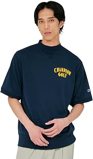 Champion C3-DG002 Men's Top, Short Sleeve, Stretch, UV Protection, Quick Drying, Graphic Logo Print, TECH WEAVE(R) TERRY Short Sleeve Mock Neck Sweatshirt