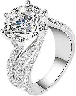 Sterling Silver Cubic Zirconia Ring, Layers Design Princess Cut Moissanite Simulated Diamond Solitaire Ring, Dainty Wedding Band CZ Half Eternity Stackable Engagement Ring Jewelry-Making-Patterns 8