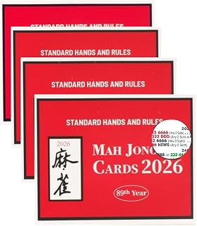 2026 Mah Jong Card Official Standard Hands and Rules Set of 4PCS | NMJL Hands Guide, 89th Year Edition, 4 Players Included, American Mahjong, Reference Card