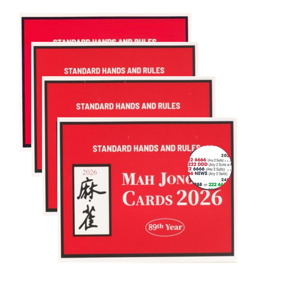 2026 Mah Jong Card Official Standard Hands and Rules Set of 4PCS | NMJL Hands Gu